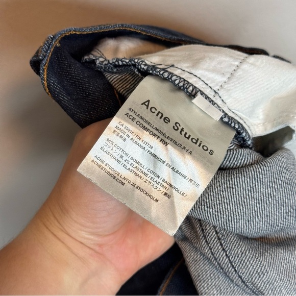 Acne Studios Ace Comfort Rw Mens Slim Jeans W31 L34 Dark Blue Wash - Picture 11 of 12